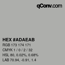 Color code: HEX #ADAEAB | qconv.com