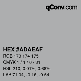 Color code: HEX #ADAEAF | qconv.com