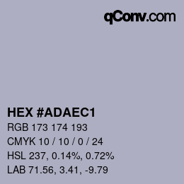 Color code: HEX #ADAEC1 | qconv.com