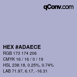 カラーコード: HEX #ADAECE | qconv.com
