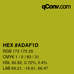 カラーコード: HEX #ADAF1D | qconv.com