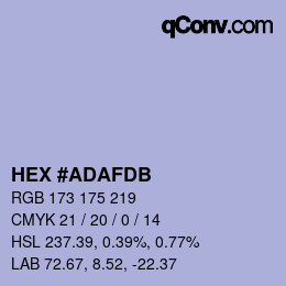 カラーコード: HEX #ADAFDB | qconv.com