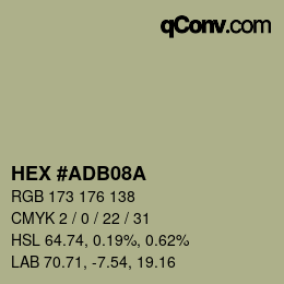 Color code: HEX #ADB08A | qconv.com