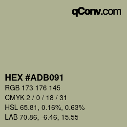 颜色代码: HEX #ADB091 | qconv.com