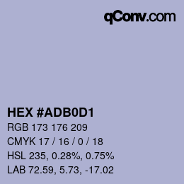 カラーコード: HEX #ADB0D1 | qconv.com