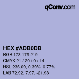 カラーコード: HEX #ADB0DB | qconv.com