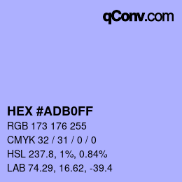 Color code: HEX #ADB0FF | qconv.com