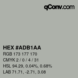 Farbcode: HEX #ADB1AA | qconv.com