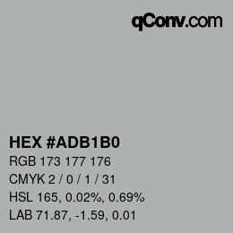 颜色代码: HEX #ADB1B0 | qconv.com