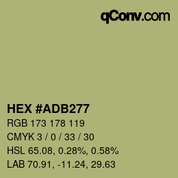 Color code: HEX #ADB277 | qconv.com