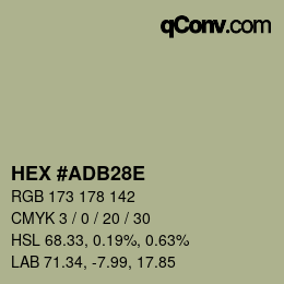 カラーコード: HEX #ADB28E | qconv.com
