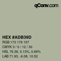 カラーコード: HEX #ADB39D | qconv.com