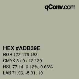 カラーコード: HEX #ADB39E | qconv.com