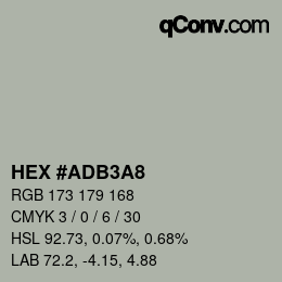颜色代码: HEX #ADB3A8 | qconv.com
