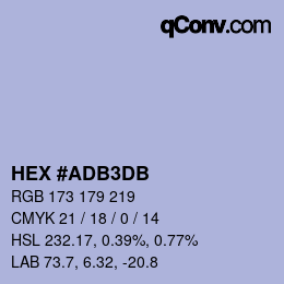 颜色代码: HEX #ADB3DB | qconv.com