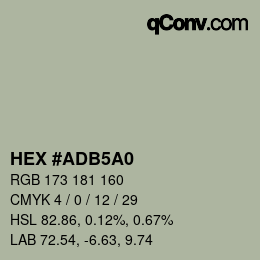 Color code: HEX #ADB5A0 | qconv.com