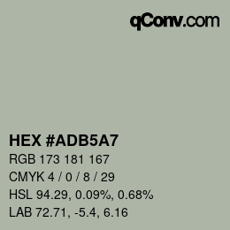 Color code: HEX #ADB5A7 | qconv.com