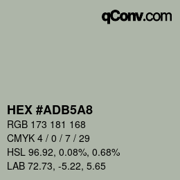 Farbcode: HEX #ADB5A8 | qconv.com