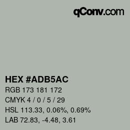 Color code: HEX #ADB5AC | qconv.com