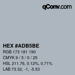 カラーコード: HEX #ADB5BE | qconv.com