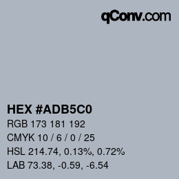 カラーコード: HEX #ADB5C0 | qconv.com