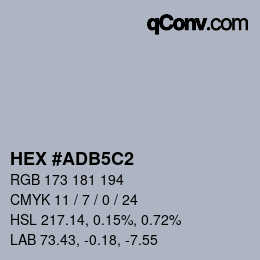 Color code: HEX #ADB5C2 | qconv.com