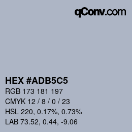 Color code: HEX #ADB5C5 | qconv.com