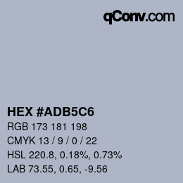 カラーコード: HEX #ADB5C6 | qconv.com