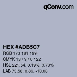 カラーコード: HEX #ADB5C7 | qconv.com