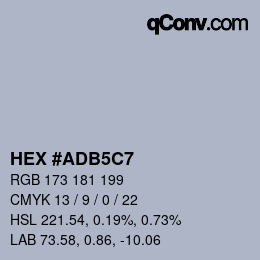 カラーコード: HEX #ADB5C7 | qconv.com