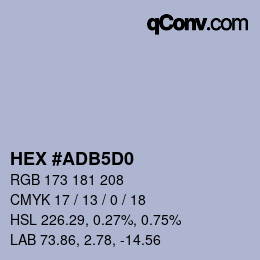 Color code: HEX #ADB5D0 | qconv.com