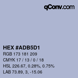 カラーコード: HEX #ADB5D1 | qconv.com