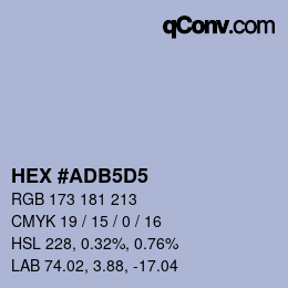 カラーコード: HEX #ADB5D5 | qconv.com