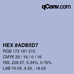 颜色代码: HEX #ADB5D7 | qconv.com