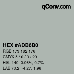 颜色代码: HEX #ADB6B0 | qconv.com