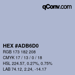 カラーコード: HEX #ADB6D0 | qconv.com
