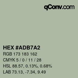 Color code: HEX #ADB7A2 | qconv.com