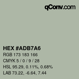Color code: HEX #ADB7A6 | qconv.com