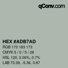 Color code: HEX #ADB7AD | qconv.com