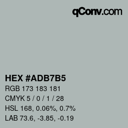 Color code: HEX #ADB7B5 | qconv.com