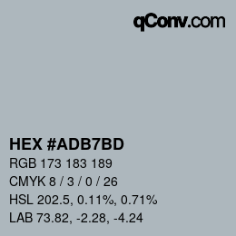 Color code: HEX #ADB7BD | qconv.com