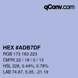 Color code: HEX #ADB7DF | qconv.com