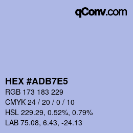 Código de color: HEX #ADB7E5 | qconv.com