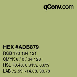 Color code: HEX #ADB879 | qconv.com