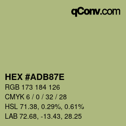 Color code: HEX #ADB87E | qconv.com