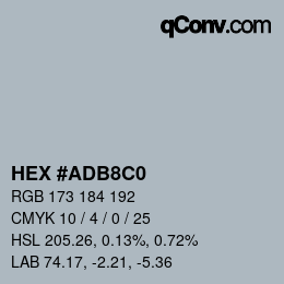 Color code: HEX #ADB8C0 | qconv.com