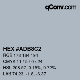 Color code: HEX #ADB8C2 | qconv.com