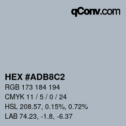 カラーコード: HEX #ADB8C2 | qconv.com