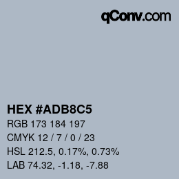 Color code: HEX #ADB8C5 | qconv.com