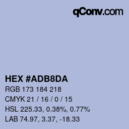 Color code: HEX #ADB8DA | qconv.com